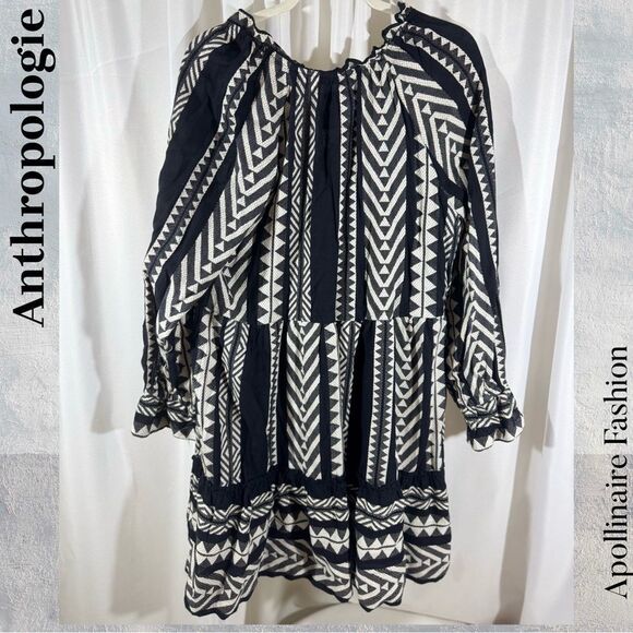 Anthropologie Dominique Tunic Dress in Black White Patterns Medium New - Picture 8 of 8